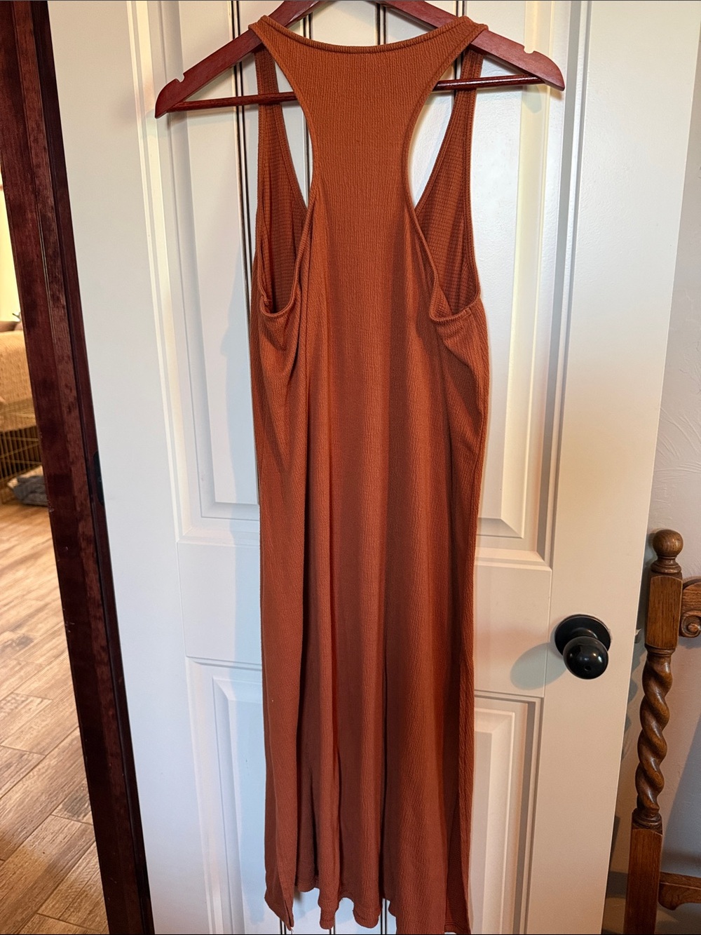 Rust Waffle Knit Racerback Maxi Dress Stars Above. Very Good Condition. - Picture 3 of 5